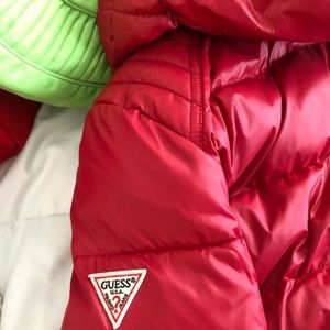 Guess red puff jacket